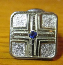 Glass Tie Tack for Lapel True Vtg Estate Tiny Faux Blue