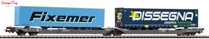 Piko Expert Hupac T3000e Flat Wagon w/2xContainer Load VI 1:87 Scale, HO Gauge - Picture 1 of 1