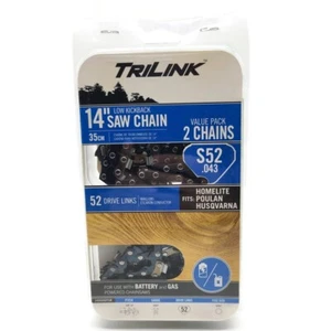 TriLink 14 Inch S52 Saw Chain Fits Homelite Poulan Husqvarna 2 Chains Total - Picture 1 of 4