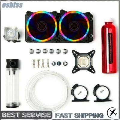 PC Flüssigkeit Wasserkühlung Kit 240mm Kühler Pumpe Reservoir CPU Block Rohr USA - Bild 1 von 4