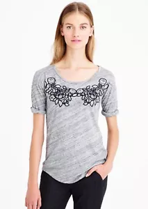 Camiseta J CREW S M Aplique Floral Seda Bordada Espacio Tinte Algodón Modal Nueva con Etiquetas - Imagen 1 de 3