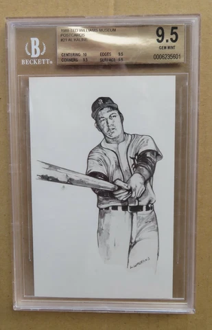 Detroit Tigers Al Kaline Ted Williams Museum Postcard Beckett 9.5 Ltd 1 of 100 Cover