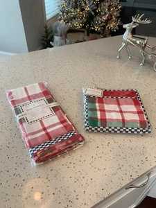 Mackenzie-Childs Holiday Fichte Topflappen, 2er Set. NEU - Bild 1 von 1