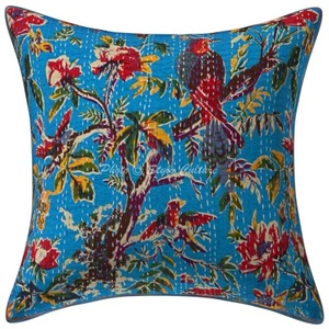 Cushion Cover Handmade Ethnic Kantha 16 x 16 in Hippie Sofa Car Pillow Case - Picture 1 of 5