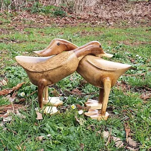Hand Carved Bamboo Hugging Ducks, Ornament, Duck Statue, Sculpture - Picture 1 of 1