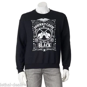 JOHNNY CASH Herren Sweatshirt Schwarz Classic Langarm The Man in Schwarz NEU - Bild 1 von 1
