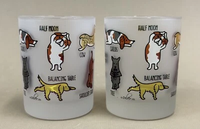 culver dogs doggy yoga double old fashioned glasses (set of 2) 4" tall 12 oz. - Image 1 of 4