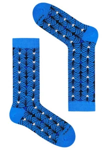 Calcetines TakaPara estampados azules y negros para hombre y mujer, Arts Deco - Imagen 1 de 1