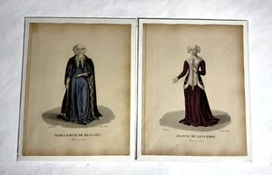 2 grabados montados en archivo de Galerie Francaise De Femmes 1832 - Imagen 1 de 11