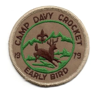 1979 Camp Davy Crockett Early Bird (Sequoyah Council) Patch, Tan Brd., Mint - Picture 1 of 1
