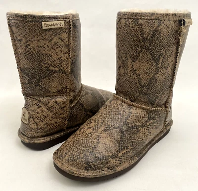 Botas al tobillo Bearpaw para mujer con estampado de serpiente talla 8 de piel de oveja Foto 1 de 4