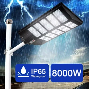 NEW 8000W Commercial Solar Street Lights Outdoor Dusk to Dawn Super Bright - Picture 1 of 12