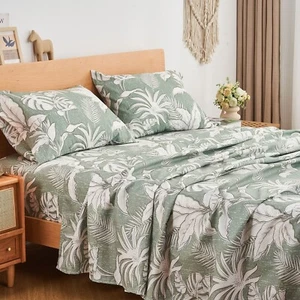 Gogreen 4 Piece Strip Gray Microfiber Bed Sheet Set, Queen Deep Pocket - Picture 1 of 89