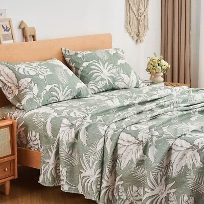 Juego de sábanas de microfibra gris tira Gogreen de 4 piezas, bolsillo profundo Queen Foto 1 de 4