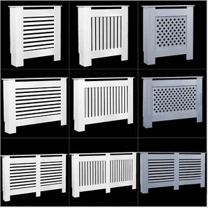 White Radiator Cover Cabinet Small Large Modern MDF Slat Wood Grill Furniture - Picture 1 of 320