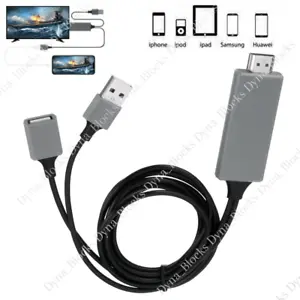 1080P HD HDMI Mirroring Cable Phone to TV HDTV Adapter For iPhone/ iPad/Android - Picture 1 of 9