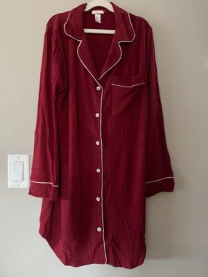 NWT Eberjey Gisele TENCEL Modal Sleepshirt Sangria/Bone XS - Image 1 of 4