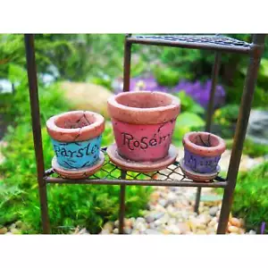 Herb Planter Pots set of 3 Fairy Garden Miniature Accessories - Picture 1 of 1