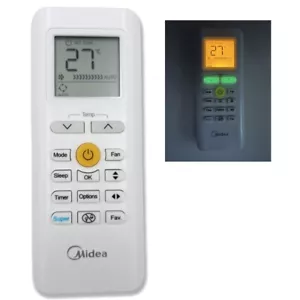 Original Midea AC Klimaanlage Fernbedienung RG70A/BGEF, mit Hintergrundbeleuchtung - Bild 1 von 7