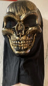 Hooded Skull Mask Rustic finish skull mask with hood Halloween Skull Mask - Picture 1 of 1