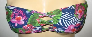 FOREVER 21 -STRAPPY BACK BANDEAU - S - TROPICAL FLORAL BIKINI BATHING SUIT TOP - Picture 1 of 3