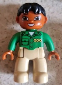 LEGO DUPLO - ZOO GUARDIAN GREEN SHIRT BEIGE PANTS - 10502 - VINTAGE USED