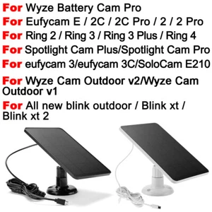 4W Solar Panel for Ring Blink,Eufy Wyze Solar Charging Panel Micor USB / Type C - Picture 1 of 10