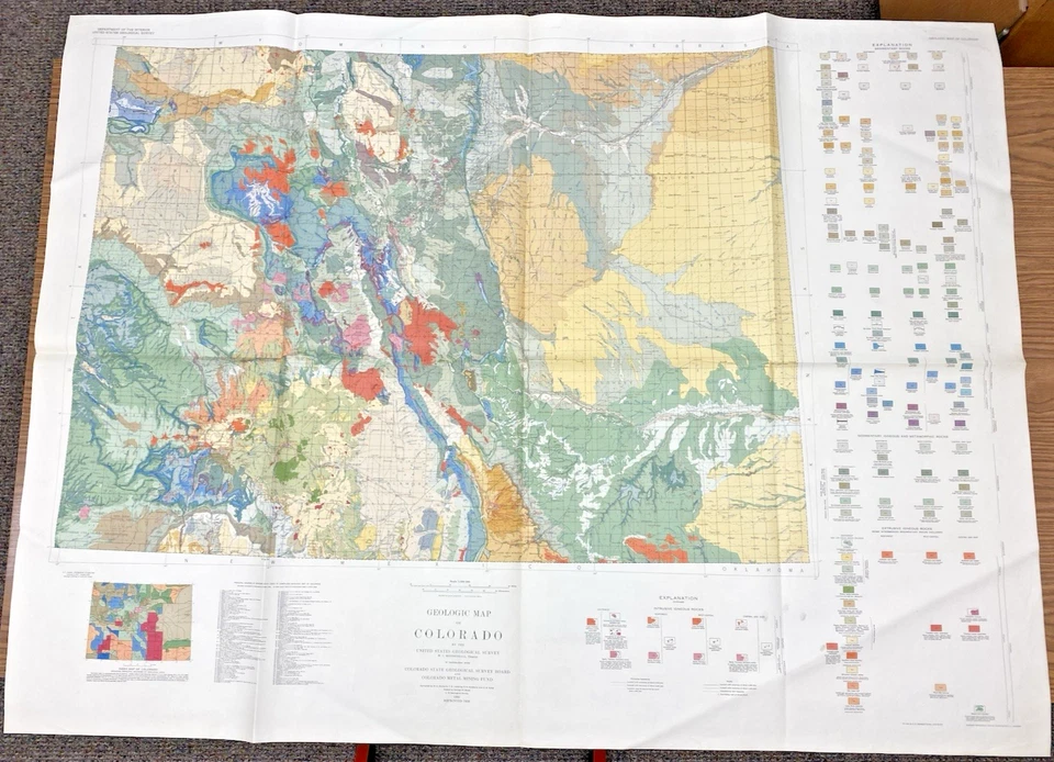 1967 Vintage USGS Geological Map of Colorado VG+ Full Color Paper Wall Map - Image 1 of 4