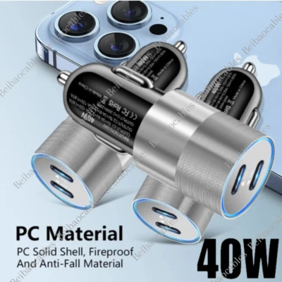 3x Cargador Coche 40W Doble PD USB-C Adaptador Rápido Para iPhone 15 14 13 12 11 Pro Max Foto 1 de 4