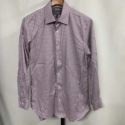 Camisa de vestir Bonobos ajustada de algodón suizo suave a cuadros gris 16/34 para hombre Foto 1 de 4