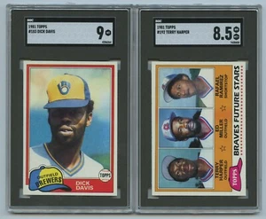 1981 Topps #183 Dick Davis SGC 9 MINT and #192 Terry Harper SGC 8.5 NM-MT+ - Picture 1 of 2