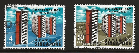 Singapore Scott #70-71, Singles 1963 Complete Set FVF Used Cover