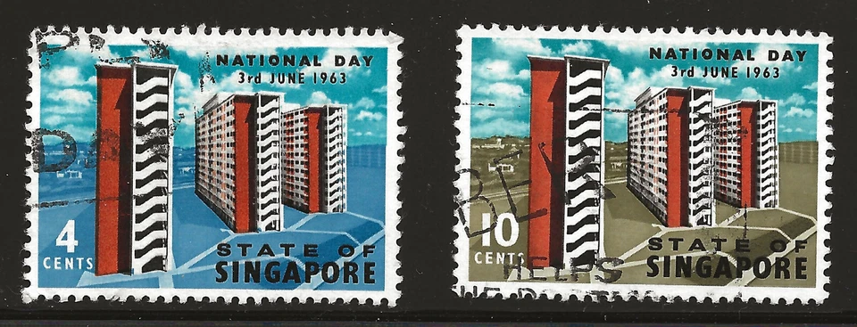 Singapore Scott #70-71, Singles 1963 Juego Completo FVF Usado Foto 1 de 1