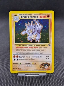 Tarjeta Pokémon Brock's Rhydon 2/132 Holograma Raro Gimnasio Héroes WOTC CASI NUEVO  - Imagen 1 de 7
