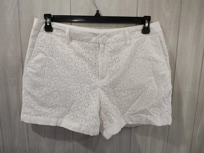 Pantalones Cortos Chinos Para Mujer Talla 12 Blanco Informal Bordado Floral Playa Boho Hada  Foto 1 de 4