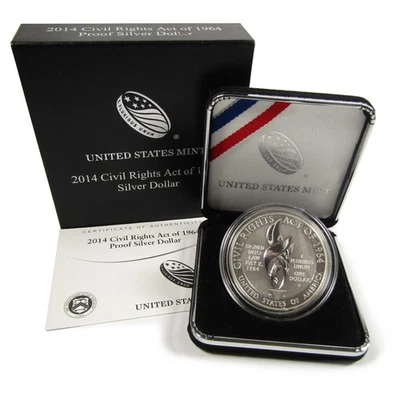 Civil Rights Act Commemorative Dollar 2014 P Proof Silver $1 OGP COA - Image 1 of 4