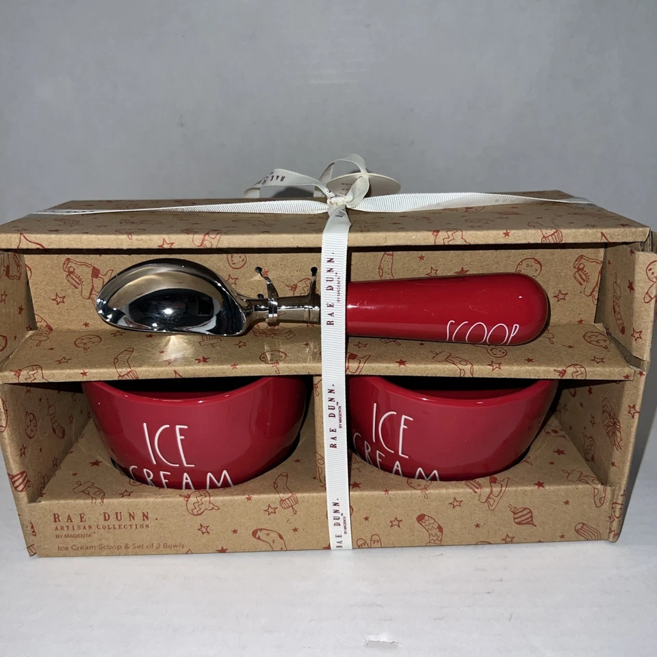 Rae Dunn Artisan Collection Ice Cream Scoop and Set of Two Bowls - Image 1 of 4