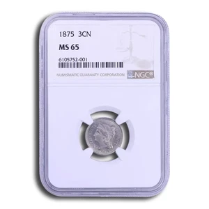 1875 Three Cent Nickel MS-65 NGC - Picture 1 of 3