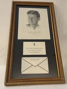 Tarjeta y litografía funeral de agradecimiento Jacqueline John Kennedy JFK 12x22 - Imagen 1 de 5