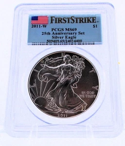 2011 W AMERICA SILVER EAGLE DOLLAR , PCGS MS69 FIRST STRIKE 1 Troy oz. Silver - Picture 1 of 5