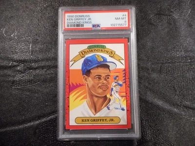 1990 Donruss Diamond Kings Ken Griffey Jr #4 PSA 8 NM-MT 577 - Image 1 of 2