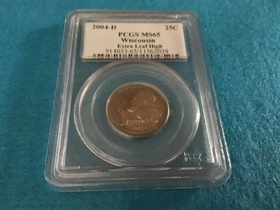 High Leaf Error Wisconsin D Quarter. PCGS MS 65. Beautiful Toned Example. Rare.. - Image 1 of 4