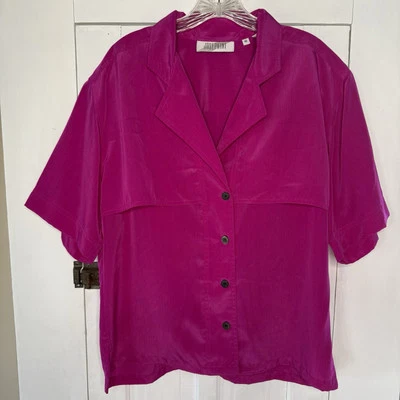 复古 Josephine 10 码女式粉色衬衫袖衬衫上衣 80 年代/90 年代 — 第 1/3 张图片