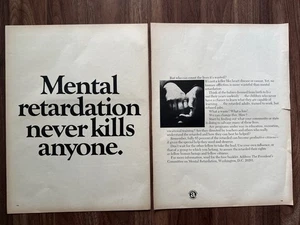 1969 Mental Retardation Never Kills Anyone Advertisement Presidents Committee - Picture 1 of 2