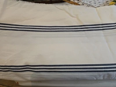 Edredón reversible de tela de algodón a rayas blancas azules de colección 5 yardas x 64" w Foto 1 de 4