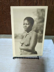 Real Photo Postcard Zulu Beauty Topless Short Hair Challenor Unused Divided - Picture 1 of 4