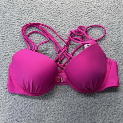 Sujetador Push Up Aerie 34C Brooke Tirantes Acolchado Espalda Corredora Rosa Foto 1 de 4