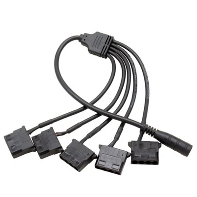 5.5x2.1mm Female 1 To 5 4Pin PWM Fan Power Supply Connector Cable Adapter - Image 1 of 4