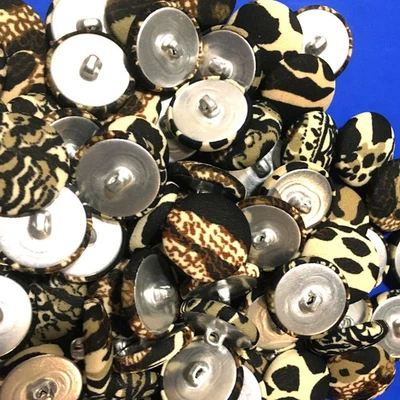 24 Fabric Covered Button Metal Buttons 24mm 1" Mixed Animal Print  12 pcs    B23 - Image 1 of 4
