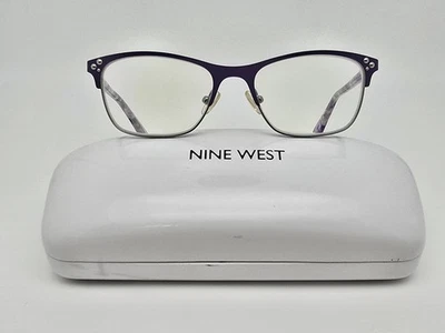 Marco de gafas Nine West NW1082 515 púrpura plateado con bisagra flexible y estuche 49 mm Foto 1 de 4